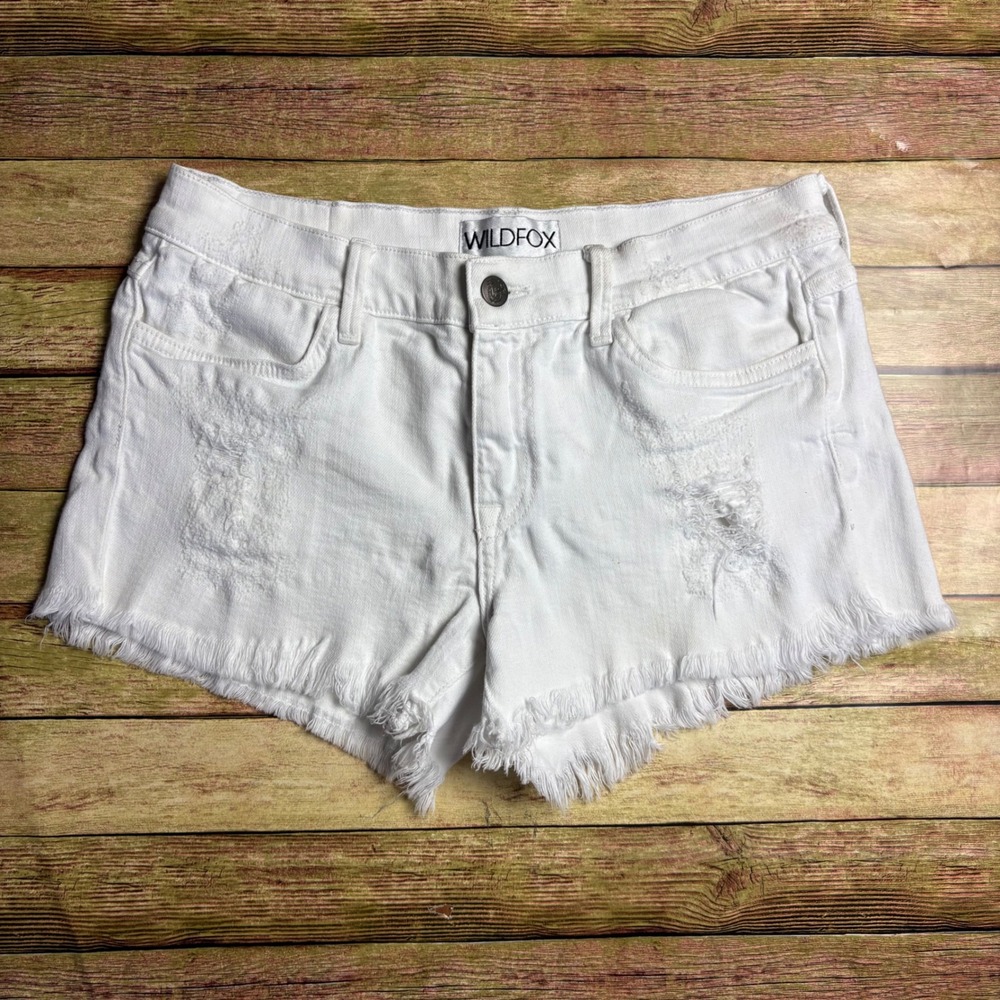 Wildfox Distressed White Denim Cutoff Shorts Size 27